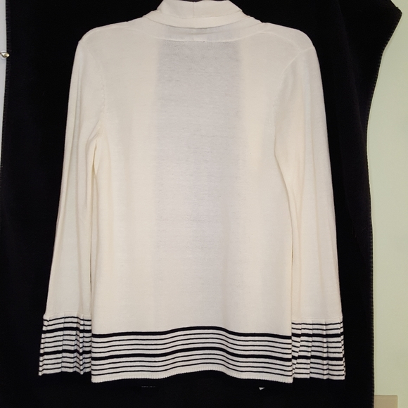 Talbots Open Front Cardigan w/ Striped Ruffle Sleeves, Size SP - Picture 2 of 8